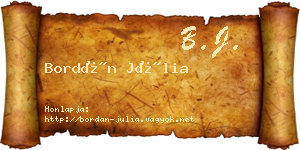 Bordán Júlia névjegykártya